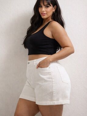 Michael Kors White High-Rise Bermuda Shorts